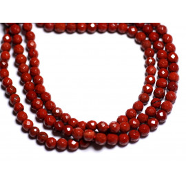 10pc - Perles Pierre - Jaspe Rouge Boules Facettées 3-4mm rouge marron brique - 7427039738026