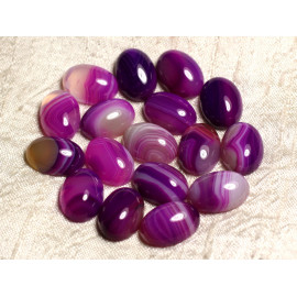 1pc - Cabochon Pierre - Agate Ovale 18x13mm blanc rose fuchsia framboise violet - 7427039736831