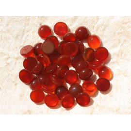 1Stk - Cabochon Pierre - Karneol Rund 8mm rot orange - 7427039737340