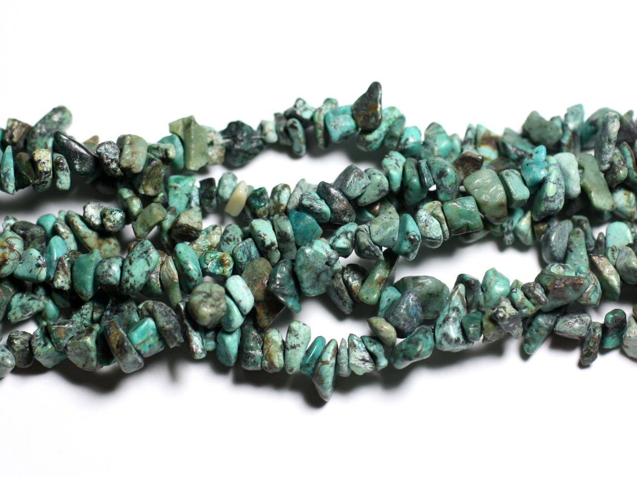 40pc - Perles Pierre Turquoise Afrique Naturelle Rocailles Chips 4-10mm bleu vert noir - 7427039737876