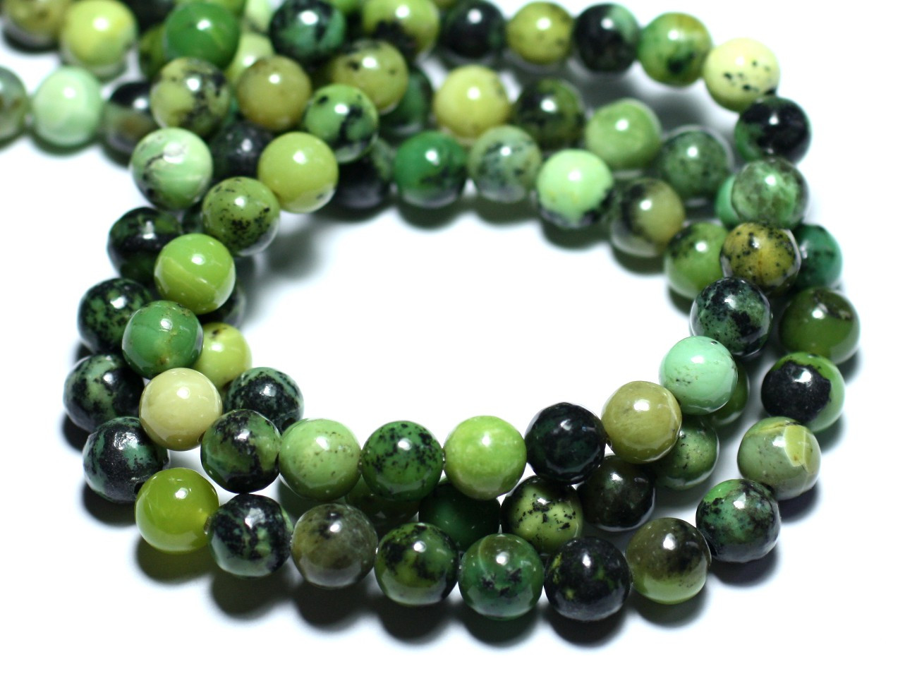 10Stk - Steinperlen - Chrysopras Kugeln 6mm grün oliv khaki - 7427039737395