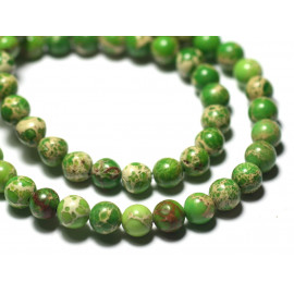 10pc - Perline di pietra - Palline di diaspro sedimentarie 6mm Verde mela - 8741140028654