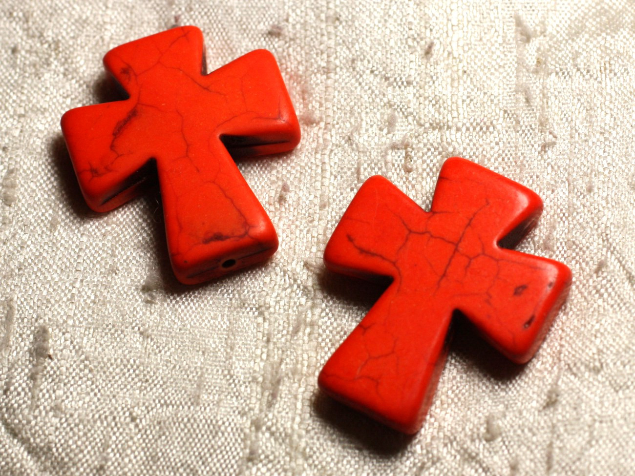 2pc - Perles Turquoise synthèse Croix 35x30mm Orange   4558550011787