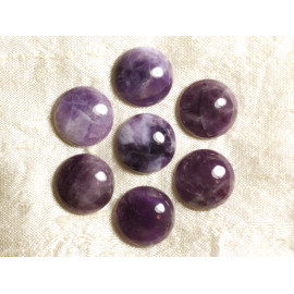 1Stk - Cabochon Stein - Amethyst Rund 20mm Lila Lila Weiß - 7427039737333