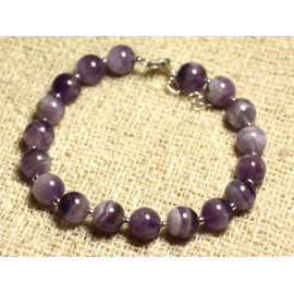 Bracelet Silver 925 and semi precious stone - Amethyst 8mm