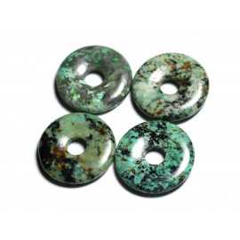 Halfedelsteen hanger ketting - Turkoois Afrika Donut Pi 30 mm 
