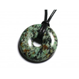 Collier Pendentif Pierre semi précieuse - Turquoise Afrique Donut Pi 30mm 