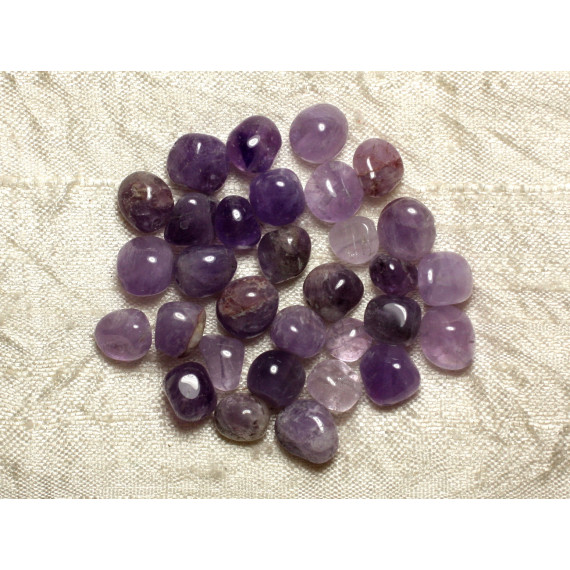 5pc - Perles Pierre - Amethyste Nuggets Ovales Olives 7-10mm Violet Mauve Blanc - 7427039742993