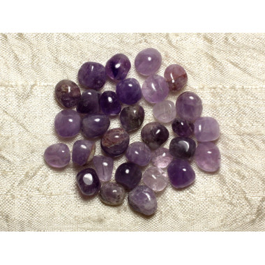 5pc - Perles Pierre - Amethyste Nuggets Ovales Olives 7-10mm Violet Mauve Blanc - 7427039742993