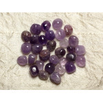 5pc - Perles Pierre - Amethyste Nuggets Ovales Olives 7-10mm Violet Mauve Blanc - 7427039742993