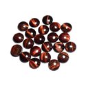 1pc - Cabochon Pierre Oeil Tigre Rouge Taureau Rond 14mm rouge marron bordeaux noir - 7427039743020