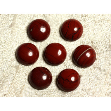 1pc - Cabochon Pierre Jaspe Rouge Poppy Brescia Rond 16mm Rouge Marron Brique Bordeaux - 4558550011572