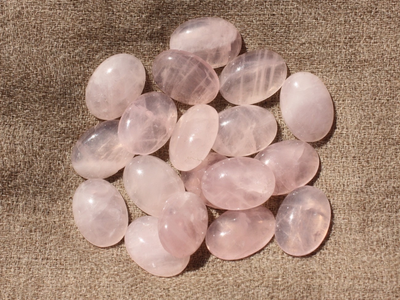 1pc - Cabochon Pierre Quartz Rose Ovale 18x13mm rose clair transparent - 7427039743150