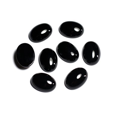 2pc - Cabochon Pierre Onyx Noir Ovale 8x6mm - 7427039743242