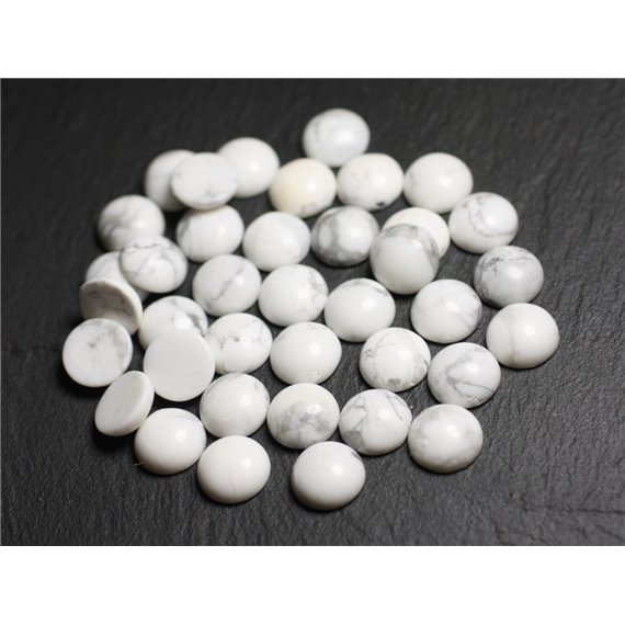 1pc - Cabochon Pierre Howlite Rond 10mm blanc gris - 7427039743327