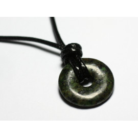 Collier Pendentif Pierre Rond Cercle Anneau Donut Pi 20mm Turquoise Afrique naturelle vert kaki marron noir