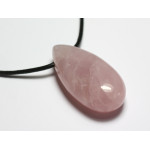 Collier Pendentif Perle Pierre Quartz rose Goutte 40mm rose clair