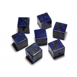 1pc - Perle Pendentif Pierre Lapis Lazuli Grade B imperfections Cube 15mm bleu nuit doré - 7427039743563