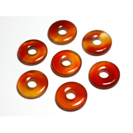 1pc - Perle Pendentif Pierre Rond Cercle Anneau Donut Pi 20mm Cornaline jaune orange rouge - 7427039743716
