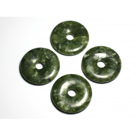 1pc - Perle Pendentif Pierre Rond Cercle Anneau Donut Pi 40mm Jade Naturel vert kaki - 7427039743730