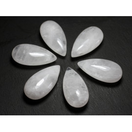 1pc - Perle Pendentif Pierre Cristal de roche Quartz Goutte 40mm blanc - 7427039743792