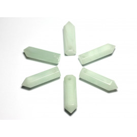 1pc - Perle Pendentif Pierre Crayon Pointe Facetté 30mm Amazonite blanc vert turquoise - 7427039743822
