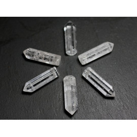 1pc - Perle Pendentif Pierre Crayon Pointe Facetté 30mm Cristal de roche Quartz blanc transparent - 7427039743846