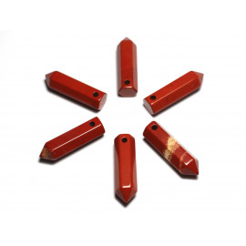 1pc - Perle Pendentif Pierre Crayon Pointe Facetté 30mm Jaspe rouge marron - 7427039743884