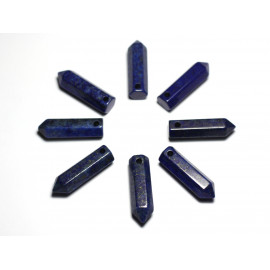 1pc - Perle Pendentif Pierre Crayon Pointe Facetté 30mm Lapis Lazuli bleu nuit doré - 7427039743891