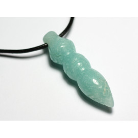 Collier Pendentif Pierre Pendule Egyptien Thot Gravé 45mm Amazonite vert turquoise blanc