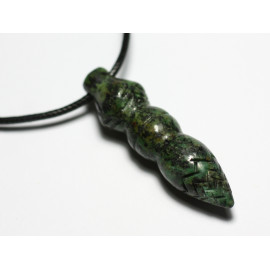 Egyptische halsketting met pendule in steen gegraveerd - Zwart Obsidiaan 45 mm