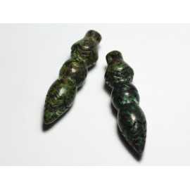 Collana con pendente pendolo Thoth egiziano inciso nella pietra - Ossidiana nera 45 mm