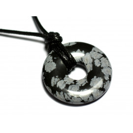 Collier Pendentif en Pierre - Pyrite Dorée Donut 20mm