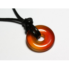 Collier Pendentif Pierre Rond Cercle Anneau Donut Pi 20mm Cornaline jaune orange rouge