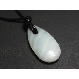 Collier Pendentif Pierre Goutte Larme 40mm Amazonite blanc vert clair turquoise