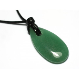 Collier Pendentif Pierre Goutte Larme 40mm Aventurine verte