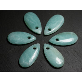 1pc - Perle Pendentif Pierre Goutte Larme 40mm Amazonite bleu vert turquoise - 7427039744249