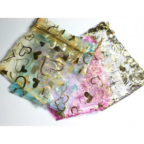 100pc - Sacs Pochettes Cadeaux Tissu Voile...