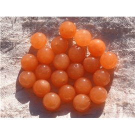 Fil 39cm 32pc environ - Perles Pierre Jade Boules 12mm Orange clair mandarine capucine