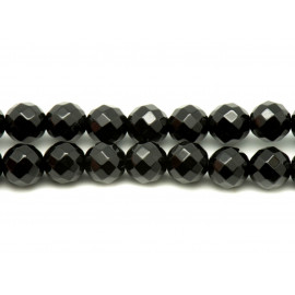 Hilo 39cm aprox 48pc - Cuentas de piedra - Bolas facetadas de ónix negro 8mm