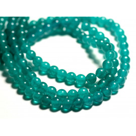 Fil 39cm 89pc environ - Perles Pierre Jade Boules 4mm Vert paon canard turquoise