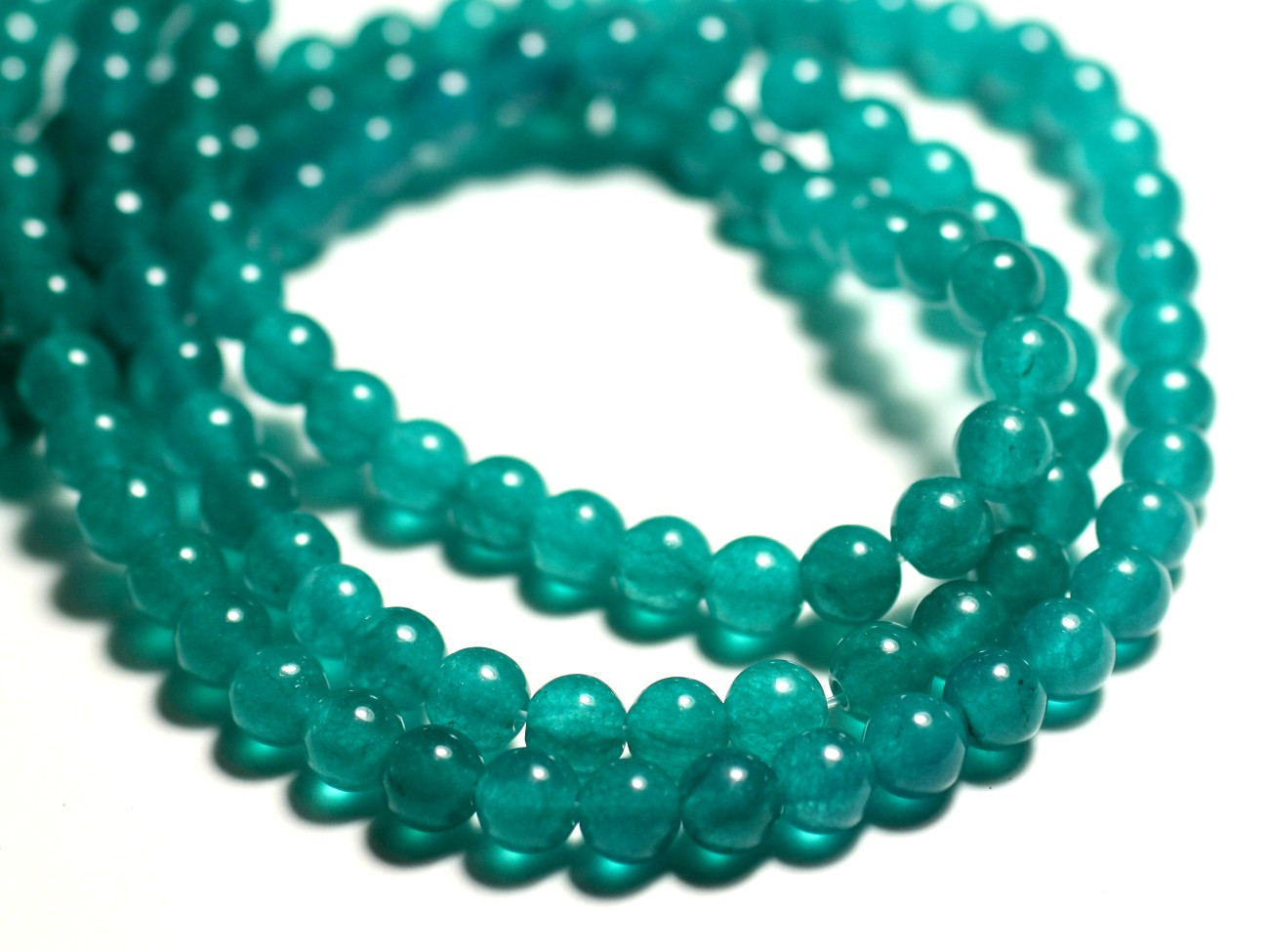 20pc - Perles Pierre Jade Boules 6mm Vert paon canard turquoise - 7427039744669