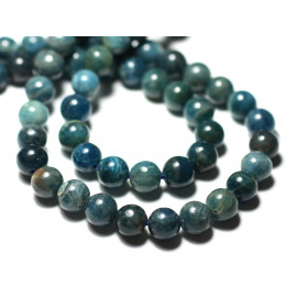 Fil 39cm 67pc environ - Perles Pierre Apatite Boules 6mm bleu vert turquoise blanc