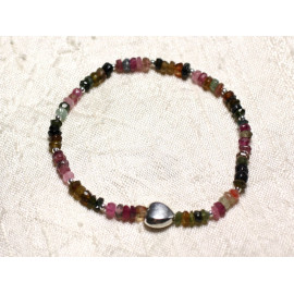 Bracelet 925 Silver and Stone - Multicolored Tourmaline faceted washers 3x2mm