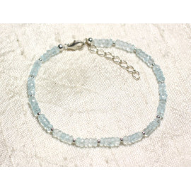 Armband 925 Silber und Stein - Blue Topaz facettierte Unterlegscheiben 3x2mm