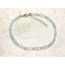 Bracelet 925 Silver and Stone - Blue Topaz faceted washers 3x2mm