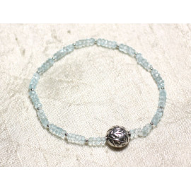 Bracelet 925 Silver and Stone - Blue Topaz faceted washers 3x2mm