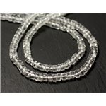 Fil 32cm 100pc env - Perles Pierre - Cristal de Roche Quartz Rondelles Heishi 5-9mm Blanc transparent