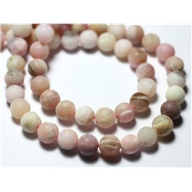 Thread 39cm approx 64pc - Stone Beads - Pink Opal Matte Sanded Frosted Balls 6mm