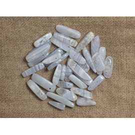 Filo 39 cm circa 70 pz - Perline di pietra - Perline di calcedonio blu Chips Sticks 14-25mm